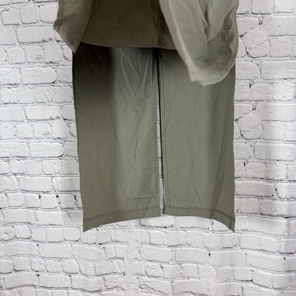 The Frankie Shop Maxi Skirt Olive Women S High Waisted Side Back Slits Pockets - Picture 8 of 16